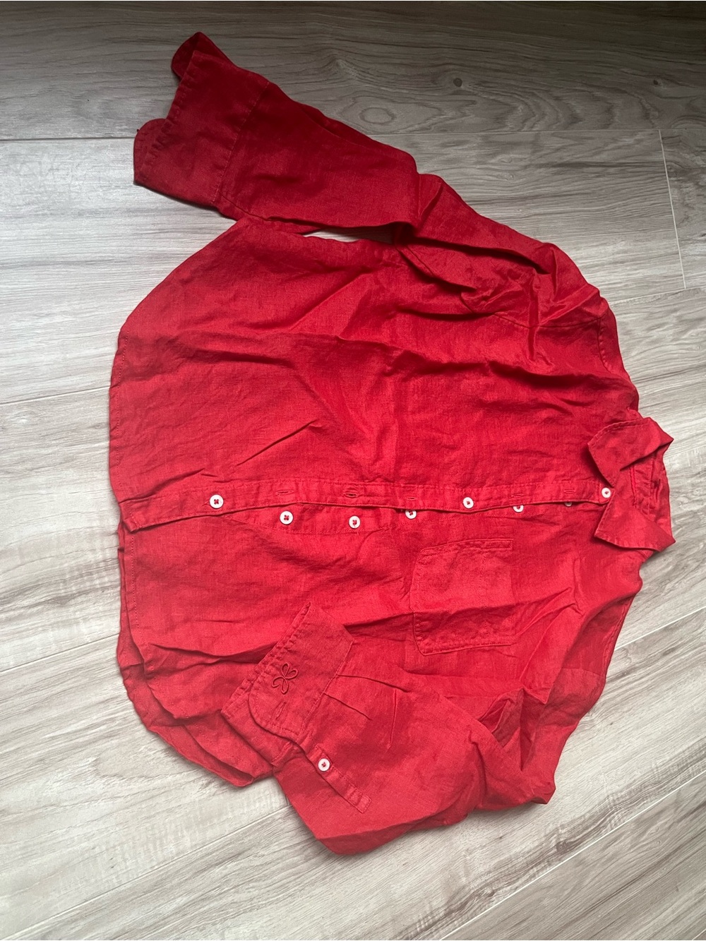 Maeve Red Linen Button-Up Shirt